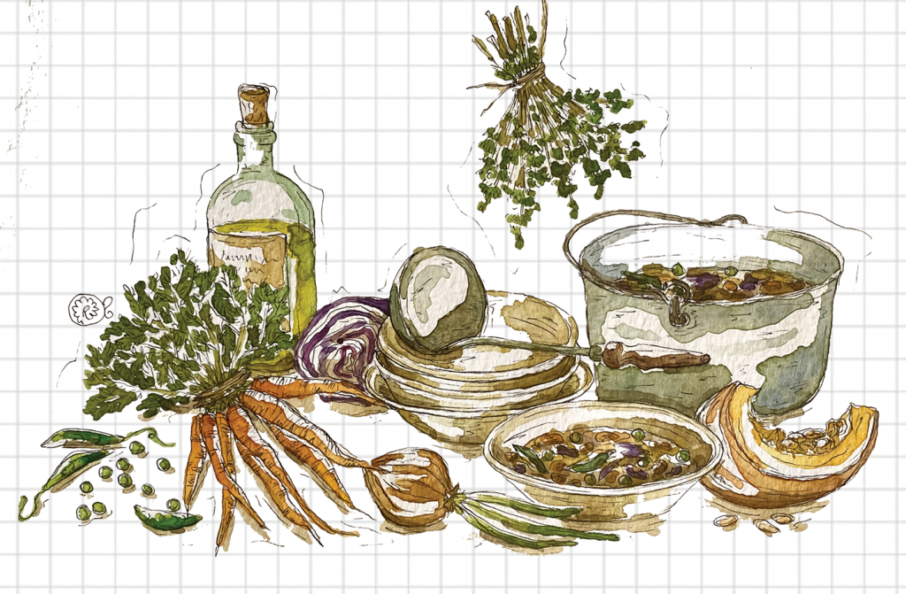 Illustrazione minestra di verdure